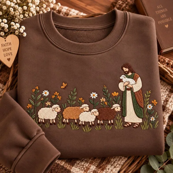 Embroidered Christian Good Shepherd Shirt, Psalm 23 Comfort Colors, Bible Verse Faith Sweatshirt