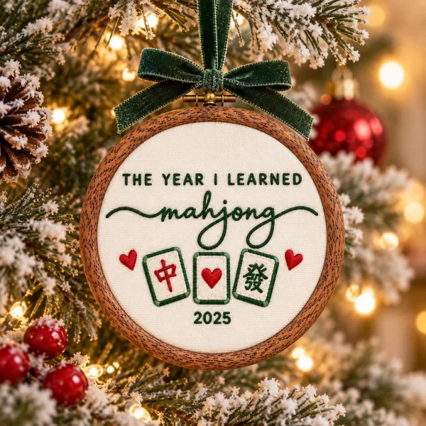 Embroidery Mahjong Ornament: The Year I Learned Mahjong Personalized Christmas Keepsake Christmas