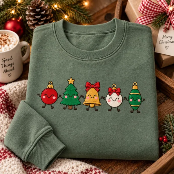 Embroidered Cute Christmas Shirt, Comfort Colors Christmas Tree Tee, Retro Holiday Gift